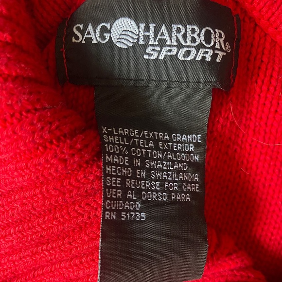 SAG HARBOR SPORT Women’s Red Asymmetrical Lapel Collar Sweater Size XL - Picture 5 of 5